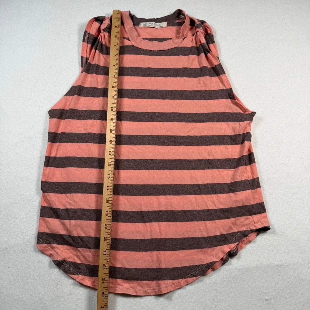 Free People We The Free Striped Knotted Shoulder Tank Top Pink Grey OB984392 M